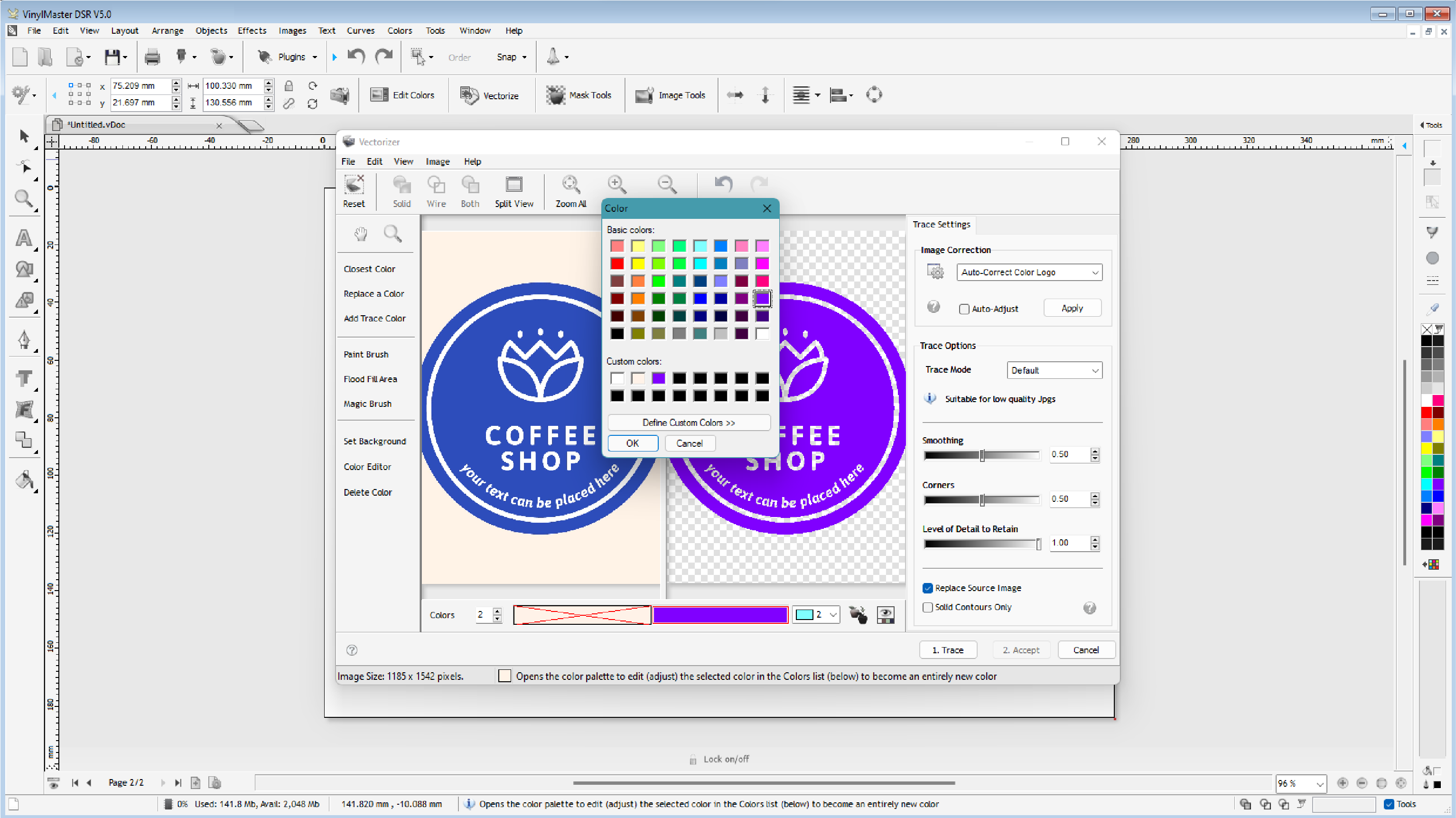 Color Vectorization – screenshot