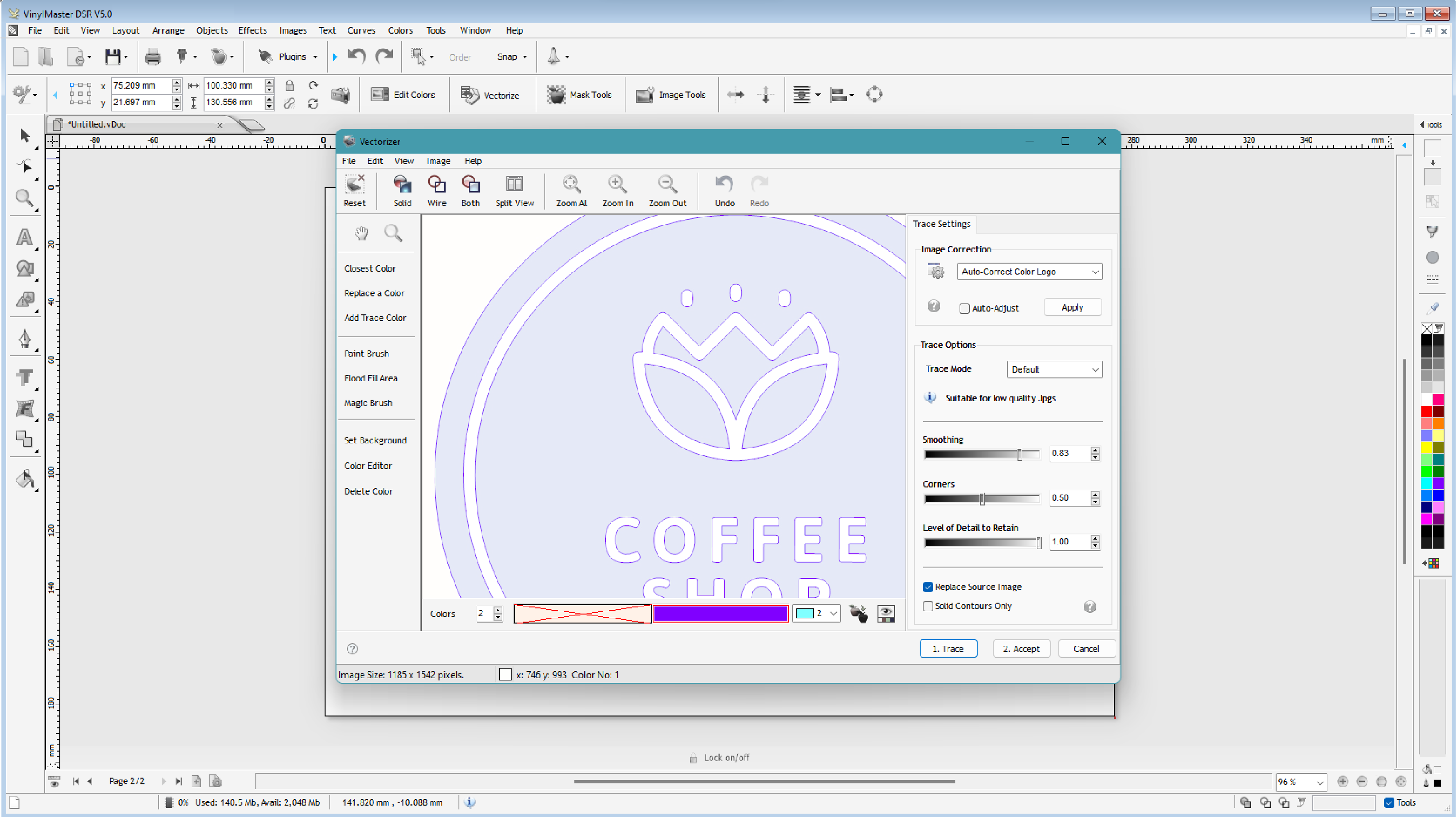 On-Screen Digitizing – screenshot